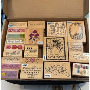 Stamps set of 21 on wooden blocks